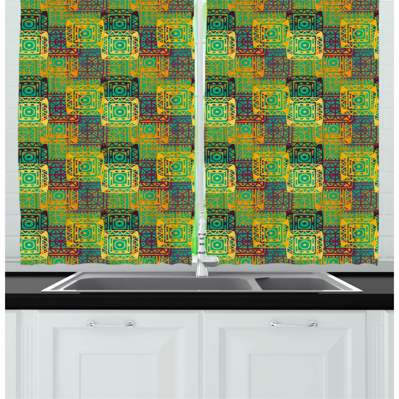 Geometric Pointed Kitchen Curtain