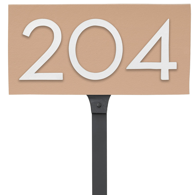 Enseigne d’adresse flottante sur 1 ligne, Taupe, Blanc
