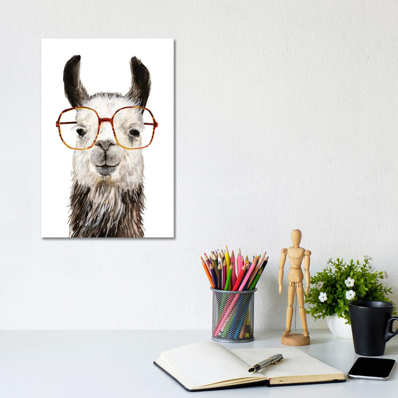 Hip Llama III by Victoria Borges - Wrapped Canvas Painting, 20.32 cm H x 30.48 cm W