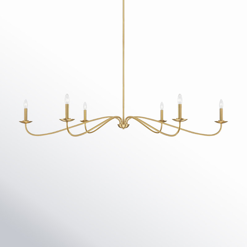 Zoyla 6-Light Chandelier in Natural Brass, Natural Brass