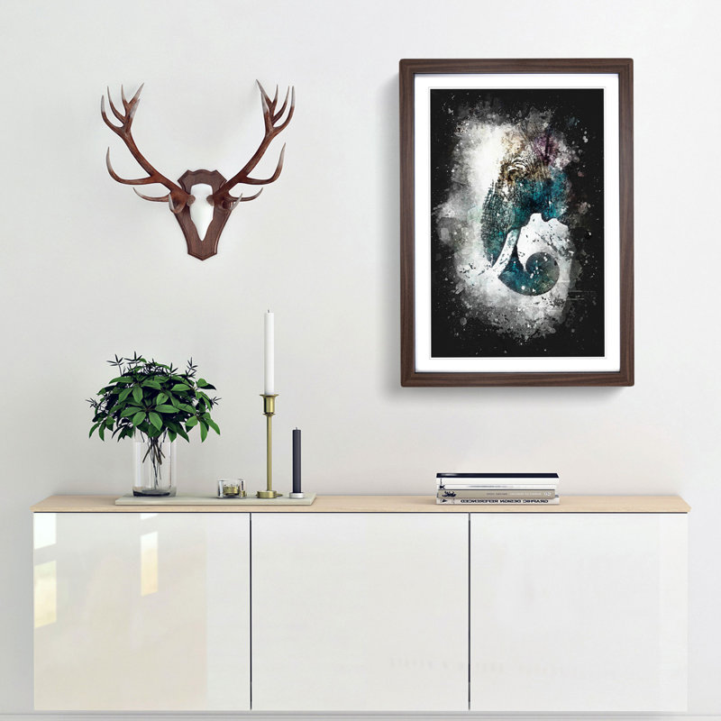 Elephant Profile - Framed Print, 33cm H x 24cm W x 2cm D, Walnut Framed