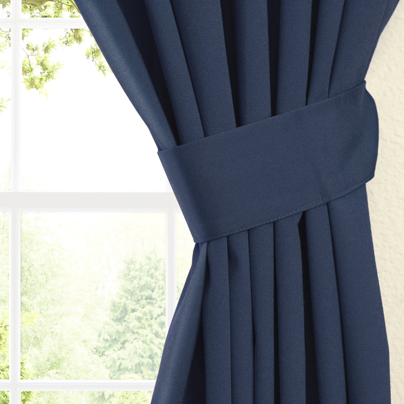 Currahee Cotton Blend Room Darkening Curtain Pair, Navy Blue, 52" W x 63" L