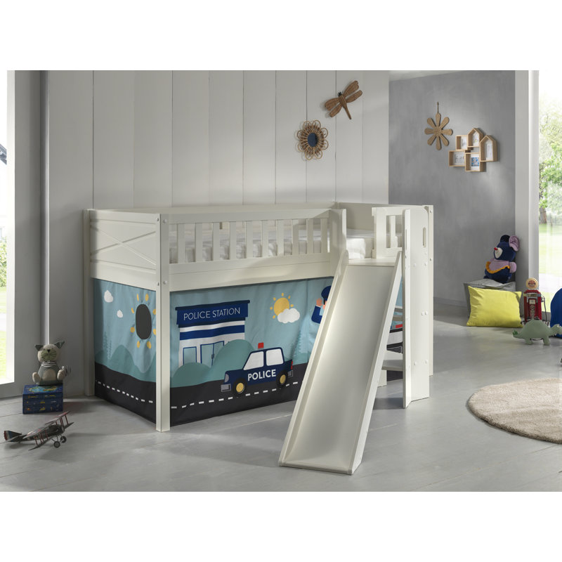 European Single (90 X 200 Cm) Loft Bed with Built-in Ladder Included