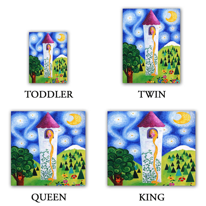 Ensemble de housse de couette tour rapunzel, 1 housse de couette grand + 2 taies standards