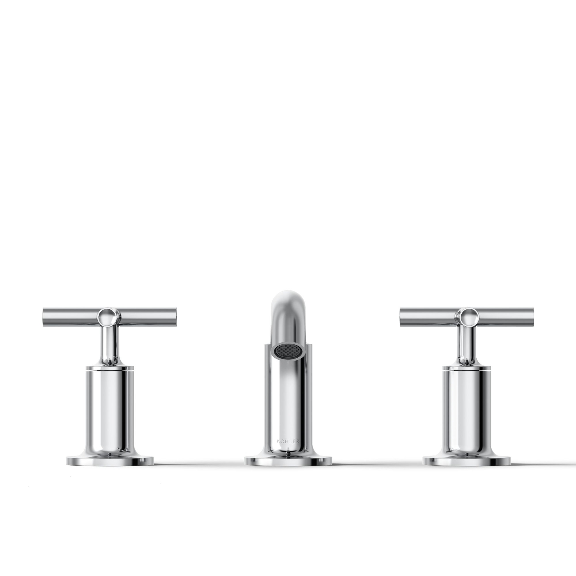 Purist Widespread Bathroom Sink Faucet with Low Cross Handles and Low Spout, Polished Chrome