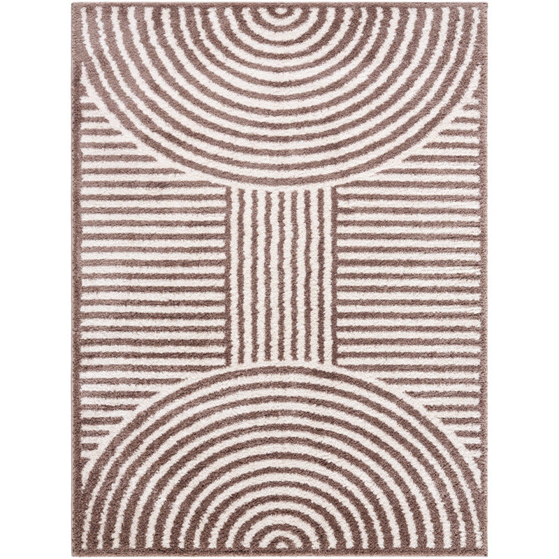 Dark Brown Modern Shaggy Washable Rug, Geometric Rug For Living Room, Dining Room, Bedroom, Kitchen, Rectangle 120 x 170 cm