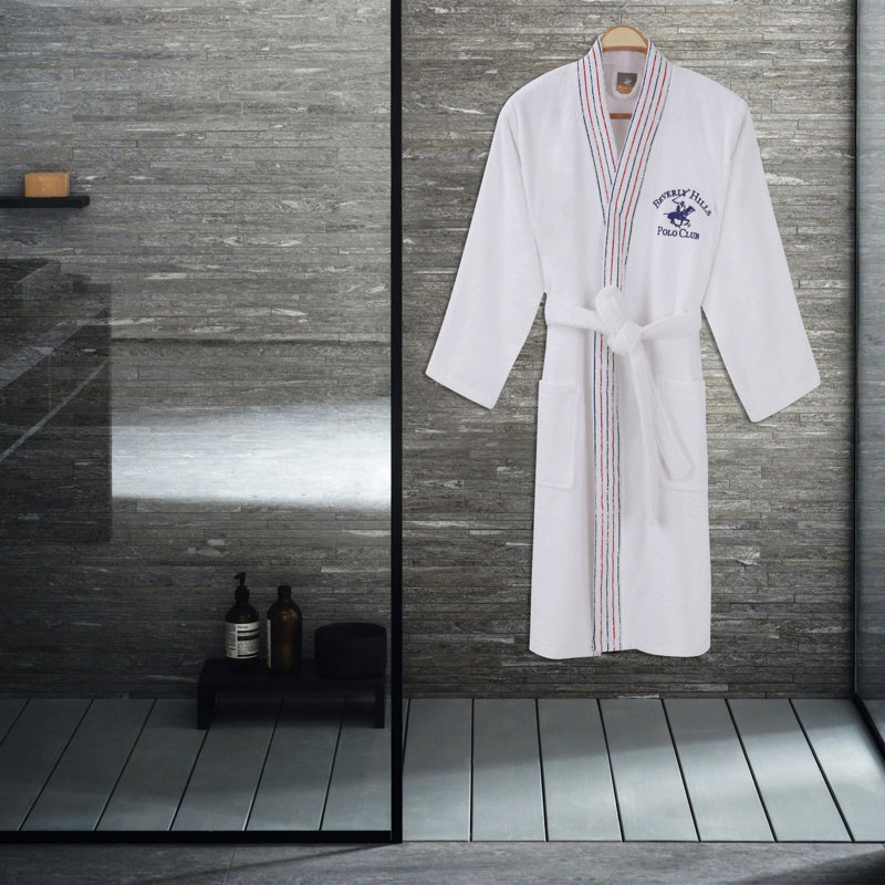 Peignoir mi-mollet en coton mélangé avec poches, M / G