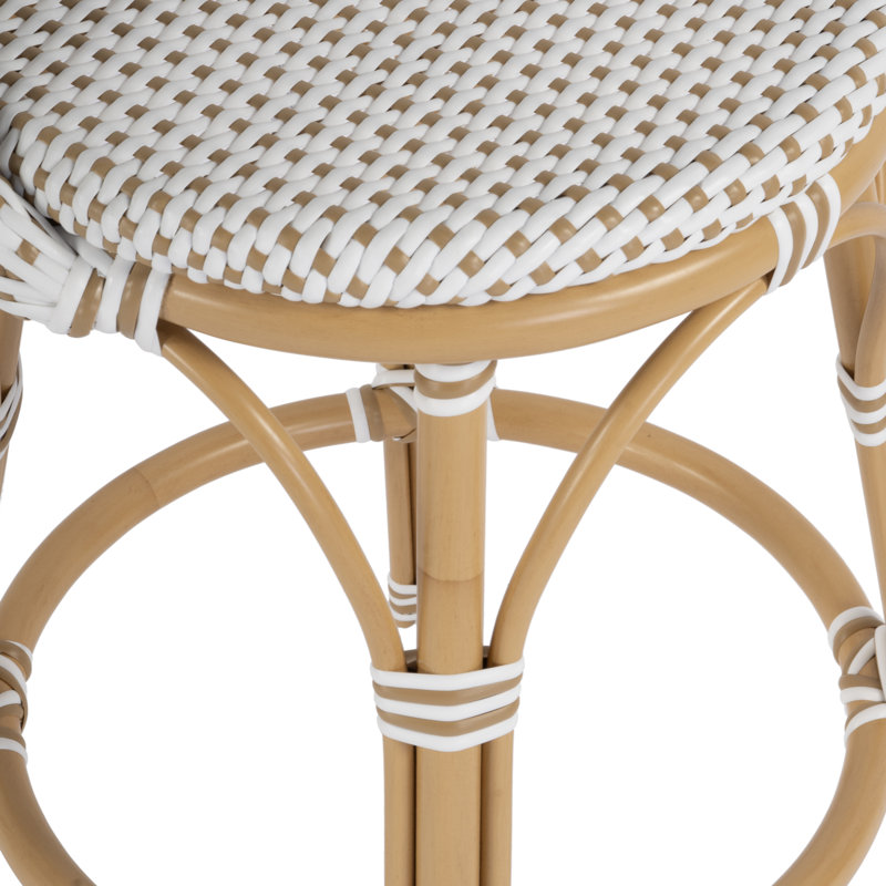 Tabouret de comptoir à dossier bas Ellie, Blanc / beige