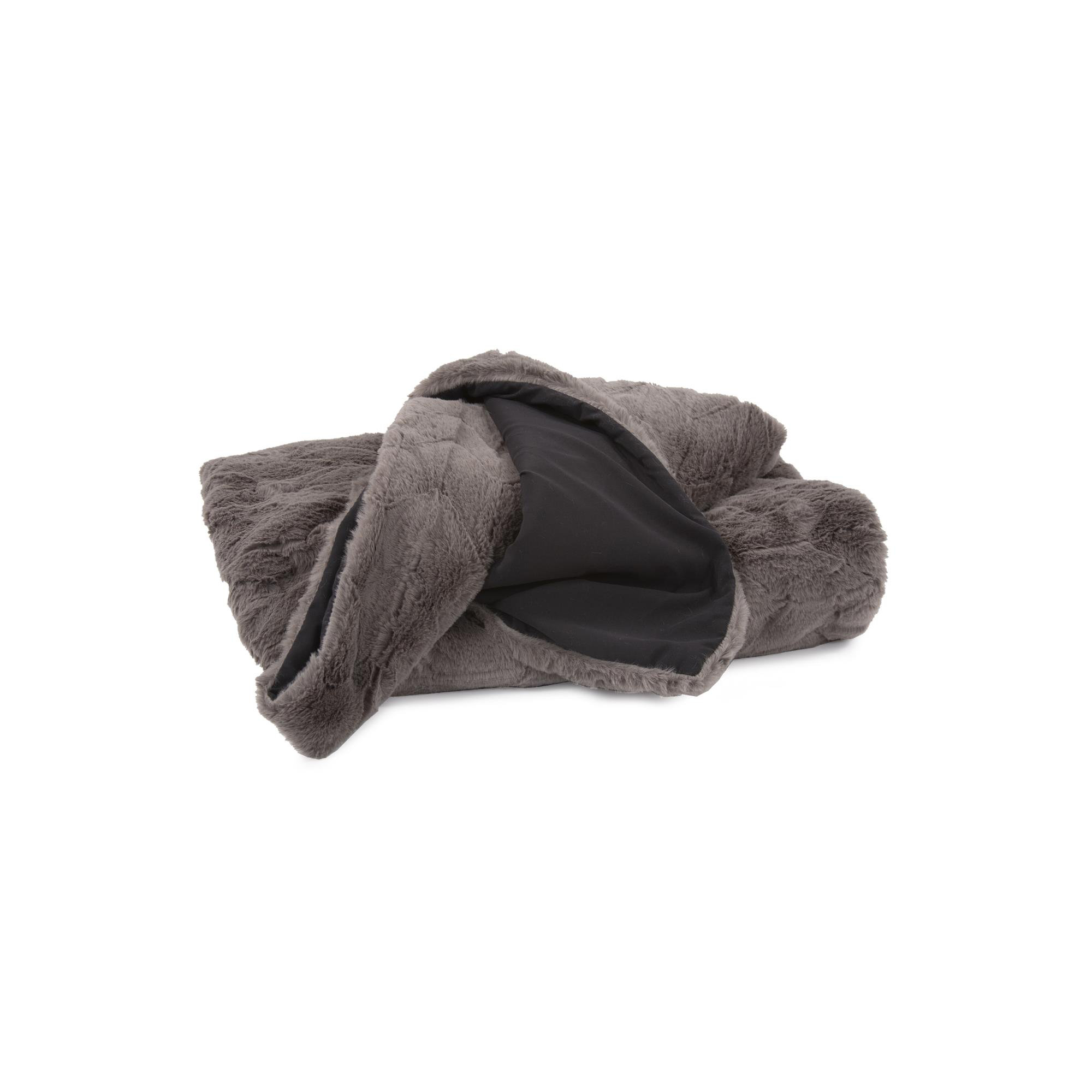 Dan High-pile Faux Fur Accent Throw Blanket, Gray