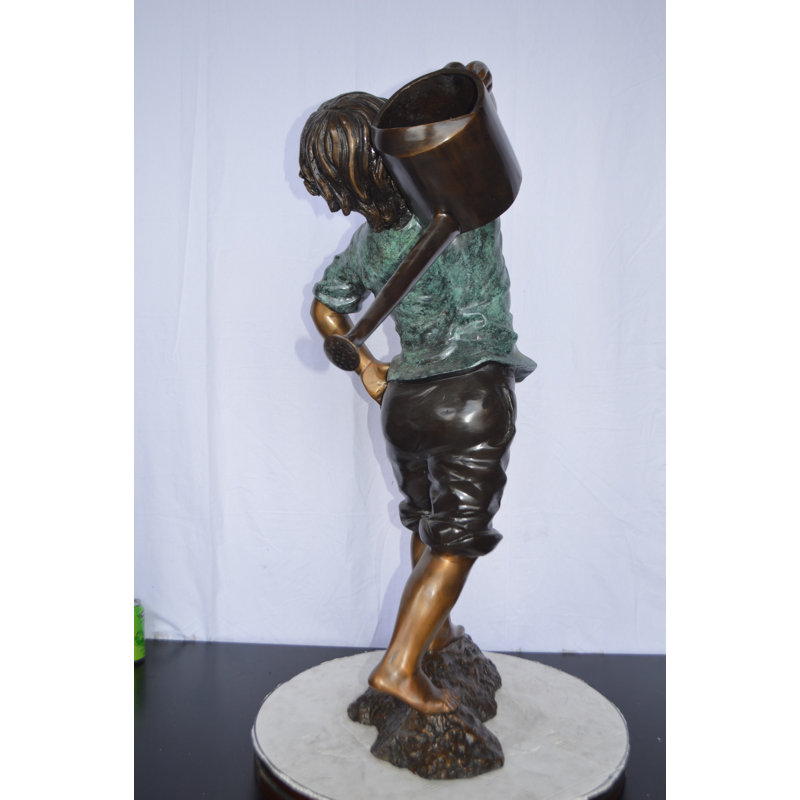 Bronze Young Boy Holding a Watering Can Fountain