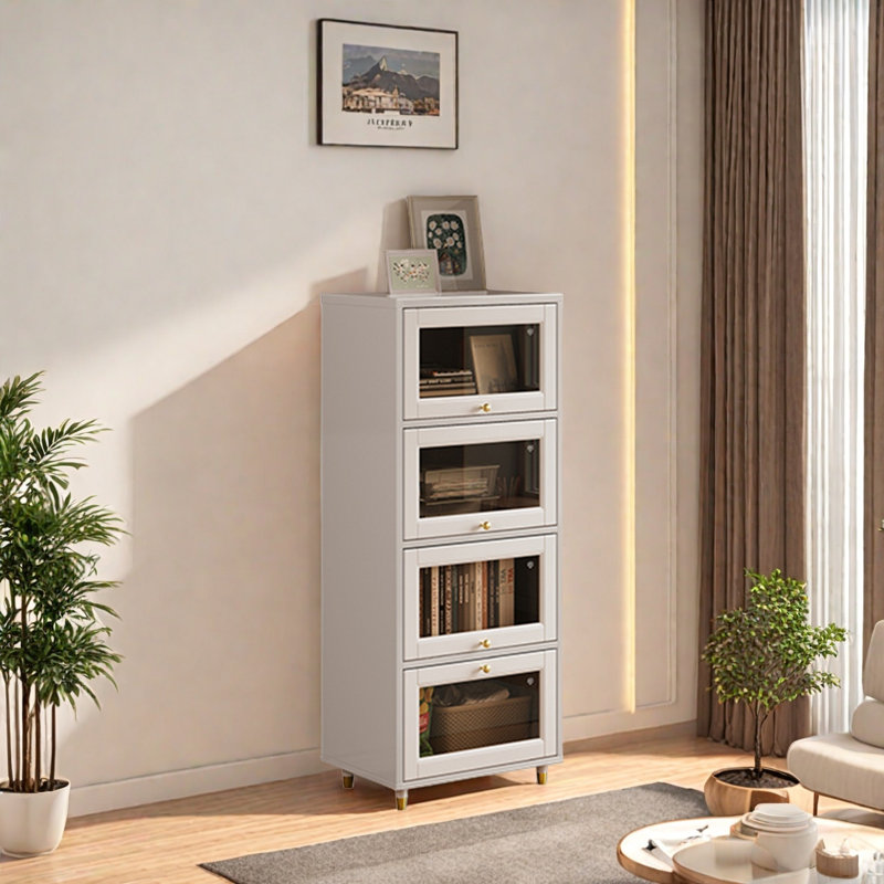 Bibliothèque de rangement pratique, (4 tablettes) H 23,6 po x l 57,4 po x P 15,7 po, Blanc