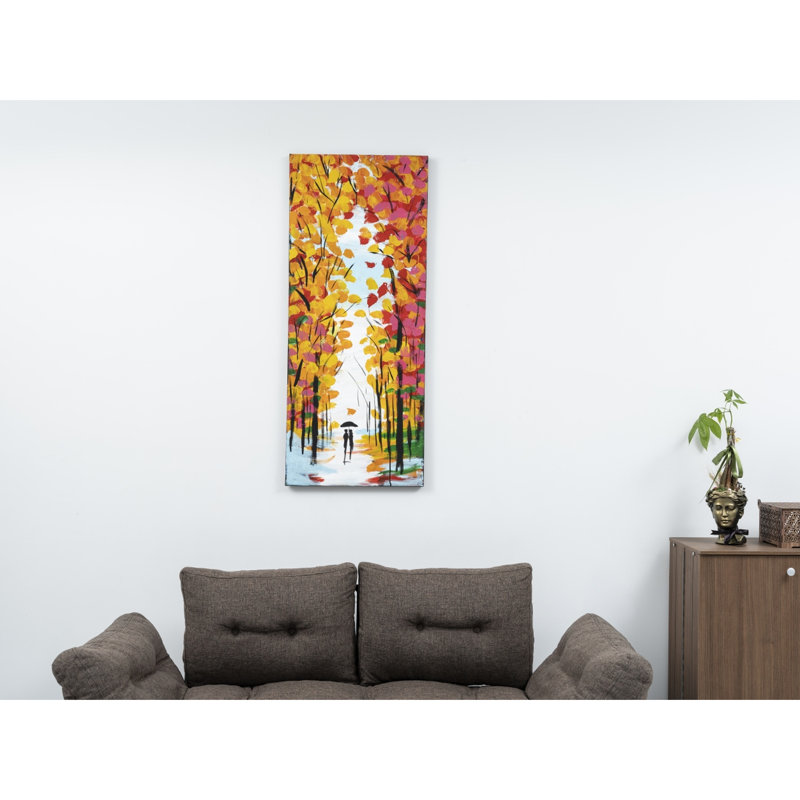 47,14 po X 19,03 «Orange Spring», art mural peint à la main sur toile sans cadre 47 po 19 po