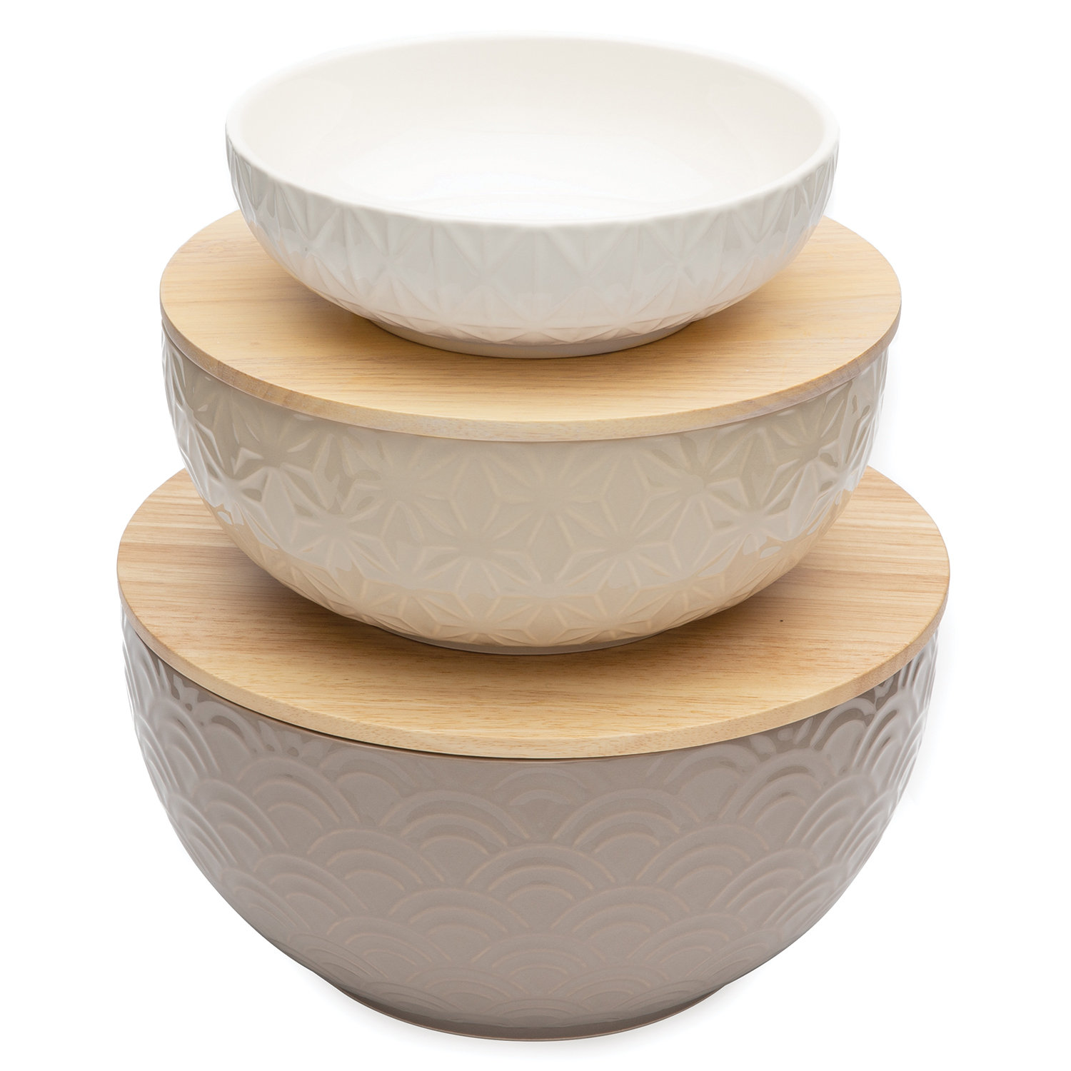 Martha Stewart Everyday 3-Piece Ceramic Mixing Bowl Set ,White
