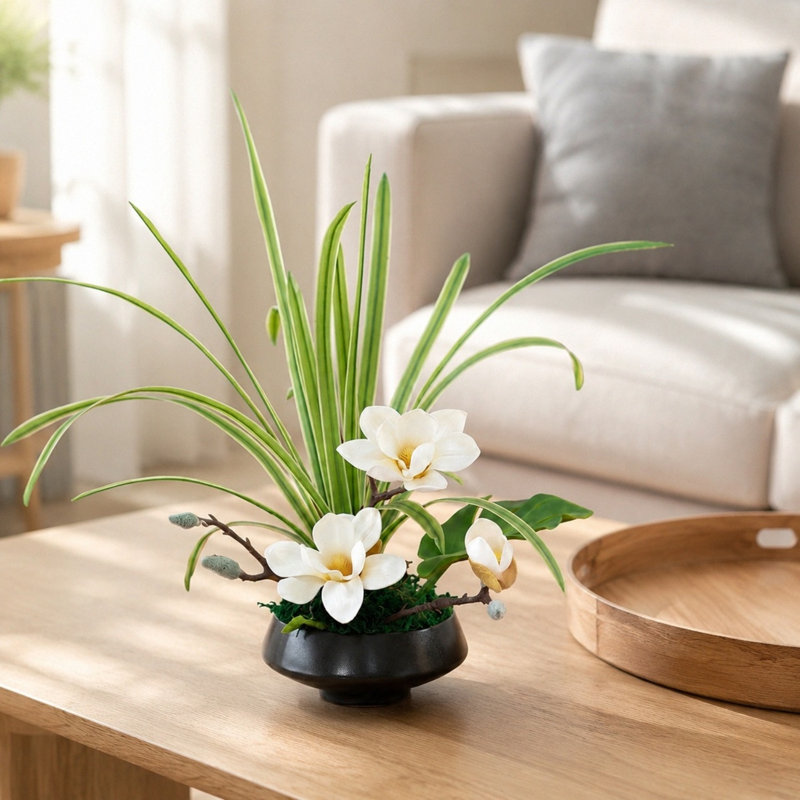 51 cm H Artificial Faux Floral in Ceramic Pot