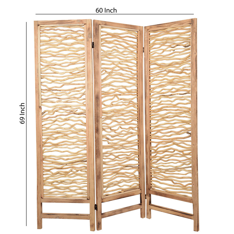 60 X 69 Brown 3 Panel Wood Foldable Screen 60 X 69 Brown 3 Panel Wood Foldable Screen