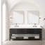 Meuble-lavabo double en chêne noir 84 po X P 22 po D, avec plateau en quartz blanc-117984837