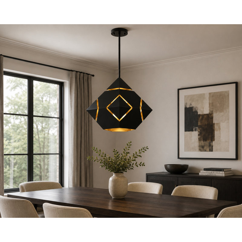 Lustre géométrique unique à 4 lumières Streater, Noir