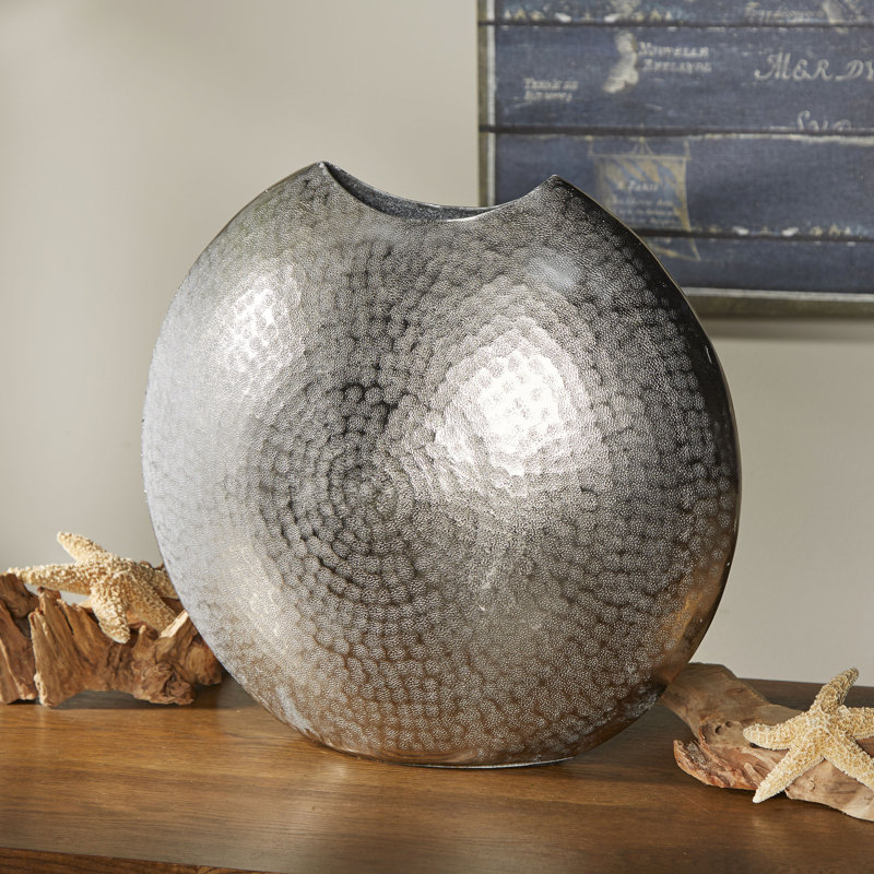 Vase de table en métal givré, H 10,25 po x l 10,75 po x P 5 po