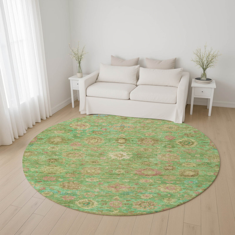 Premium Machine Washable Verlin AMF1770 Damask Rug, Round 8'