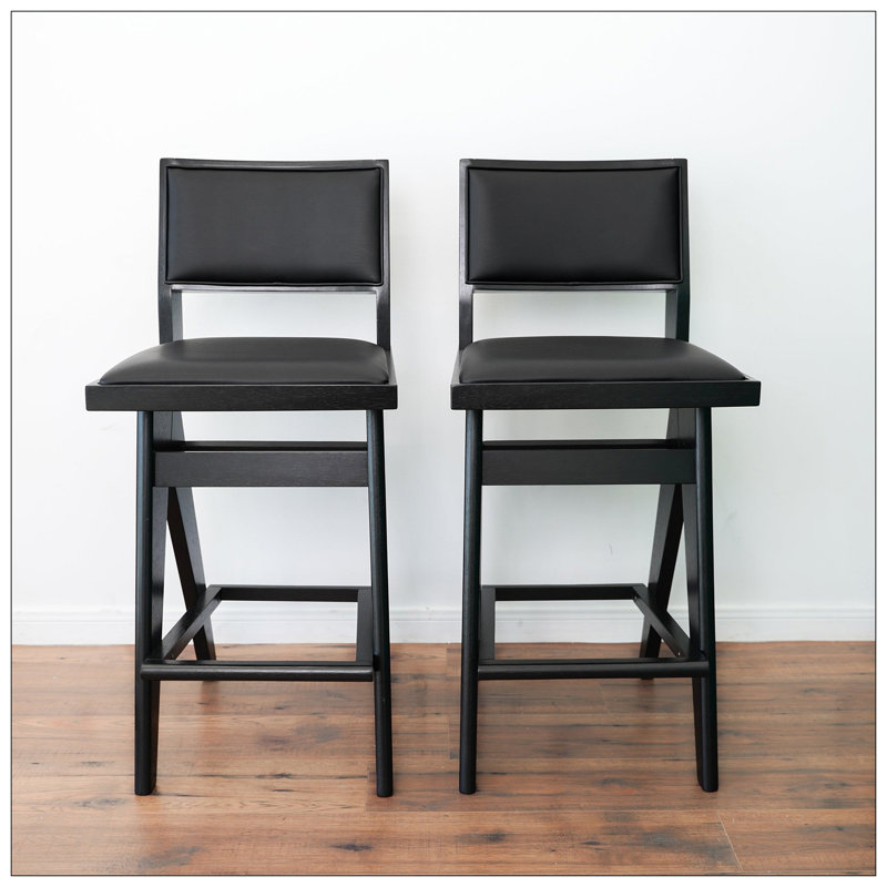 Tabouret de bar en polyuréthane noir (ensemble de 2)