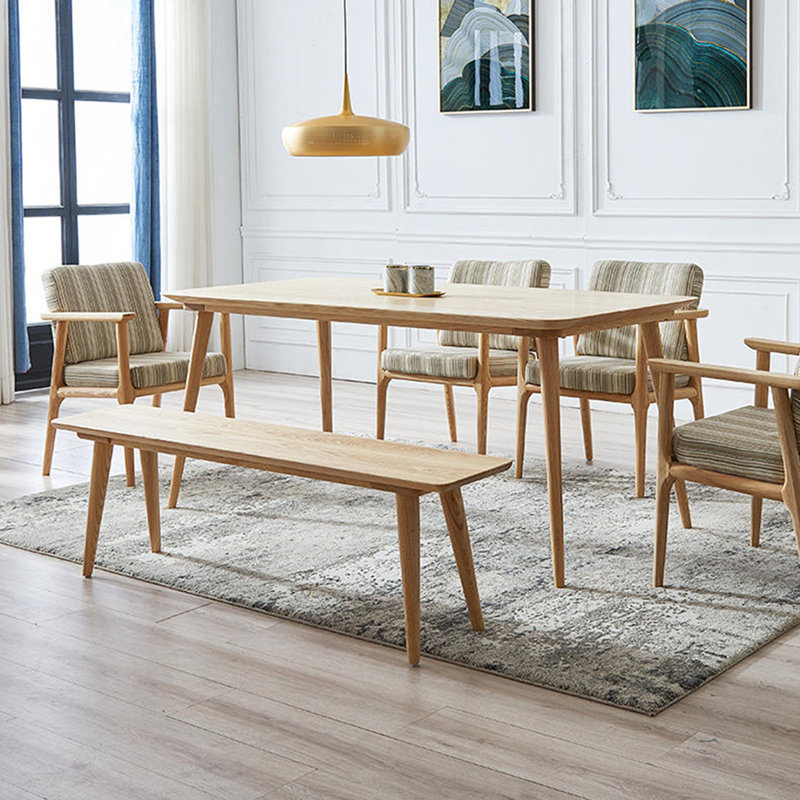 Burlywood Rectangular Solid Dining Table For Dining Room/Kitchen, 29.53"H x 55.12"L x 27.56"W