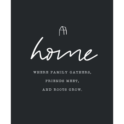 Home Where Family Gathers Dark Grey - Textual Art Print
