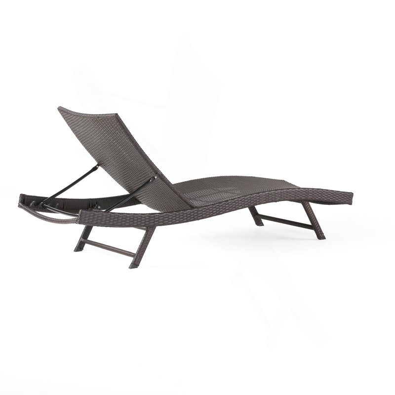 Chaise longue en osier PE, Brun