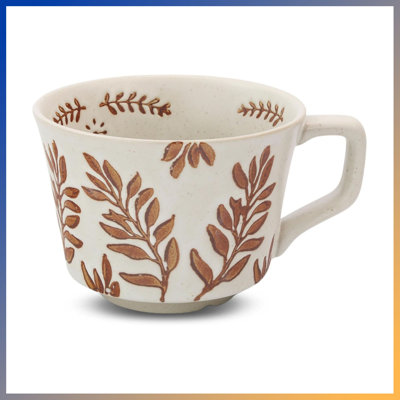 【Autumn/Winter Warmth Essential】Set Of 1 Artisan-Designed Ceramic Coffee Mugs, 12 Oz Stoneware Cups With Elegant Large Handles — Perfect For Latte, Cappuccino, Mocha & Espresso. Exquisite Artwork, Cozy Comfort.