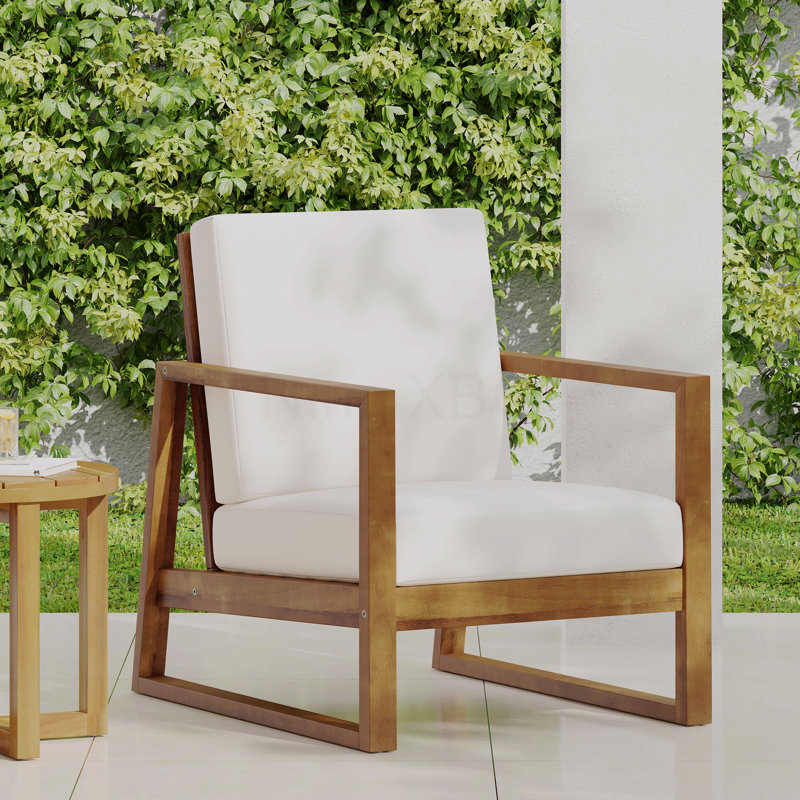 Fauteuil club de patio belge, White Cushion/Teak Frame
