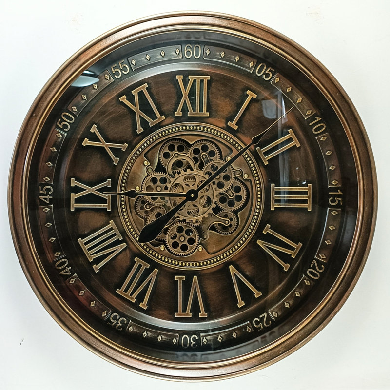Metal Wall Clock, Antique Bronze