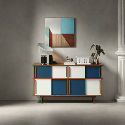 Large Storage Cabinet with Cherry Wood Frame