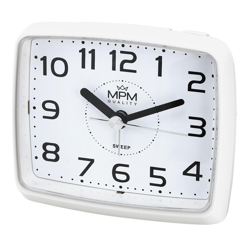 Analogue Quartz Movement / Crystal Alarm Tabletop Clock, White