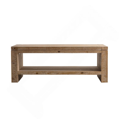 47.24-Inch Rustic Farmhouse 2-Tier Solid Wood & MDF Rectangle Coffee Table with Open Storage Shelf for Living Room, Apartment