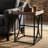 Luxe End Table in Reclaimed Wood and Black Steel, Distressed Brown