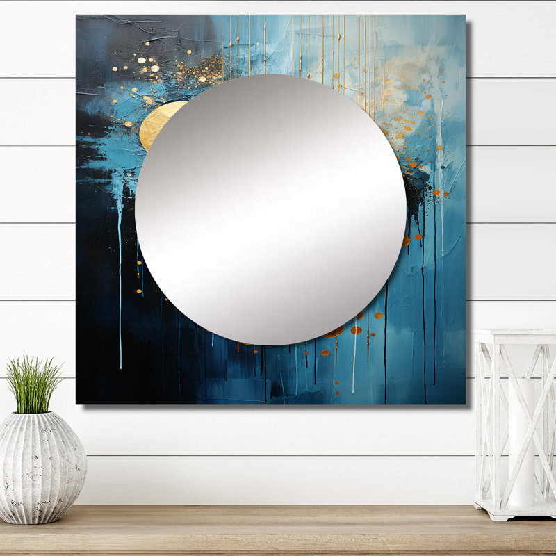 Lentha - miroir mural carré lune pour salle de bain, 23 po x 23 po