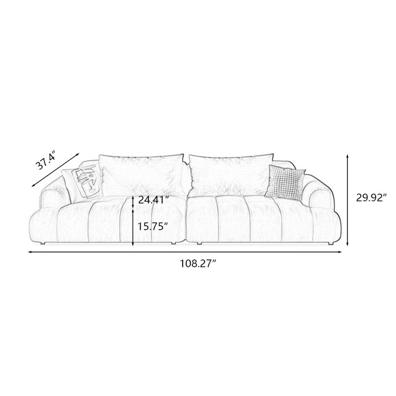 Coussin modulaire jaune 100% polyester, Jaune, 4, H 29,92 po x l 108,27 po x P 37,4 po