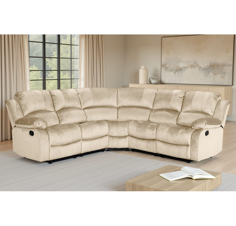 Berck 5 Seater Reclining Corner Sofa , Beige
