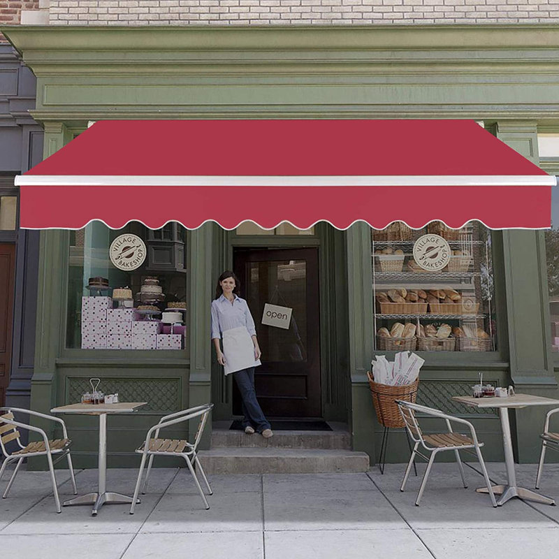 JOVNO 60'' Fabric Cover Retractable Patio Awning, Red, 60" H x 157.2" W x 98.42" D
