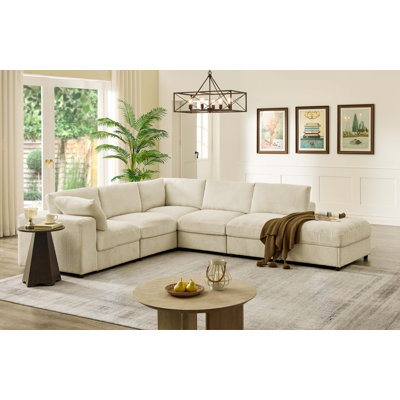 Arregui 108.5" Wide Symmetrical Modular Corner Sectional with Ottoman