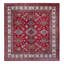 Tapis carré rouge en laine noué à la main super Kazak 9 pi 9 po x 9 pi 11 po Scarlet