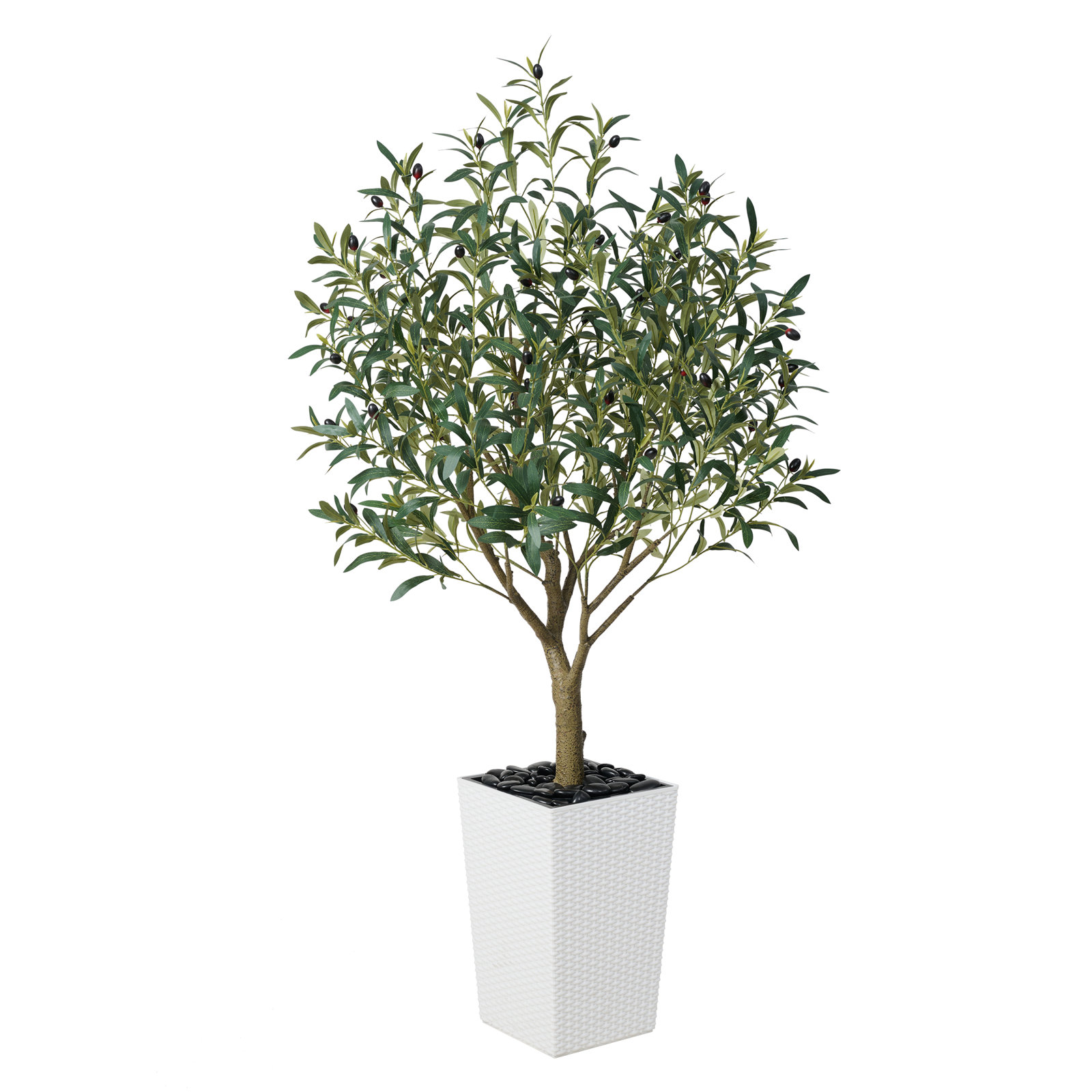 Altera UV Resistant Artificial Olive Tree for Indoor & Outdoor Decor, Large Plastic Base with Pebbles, 60" H x 20" W x 20" D