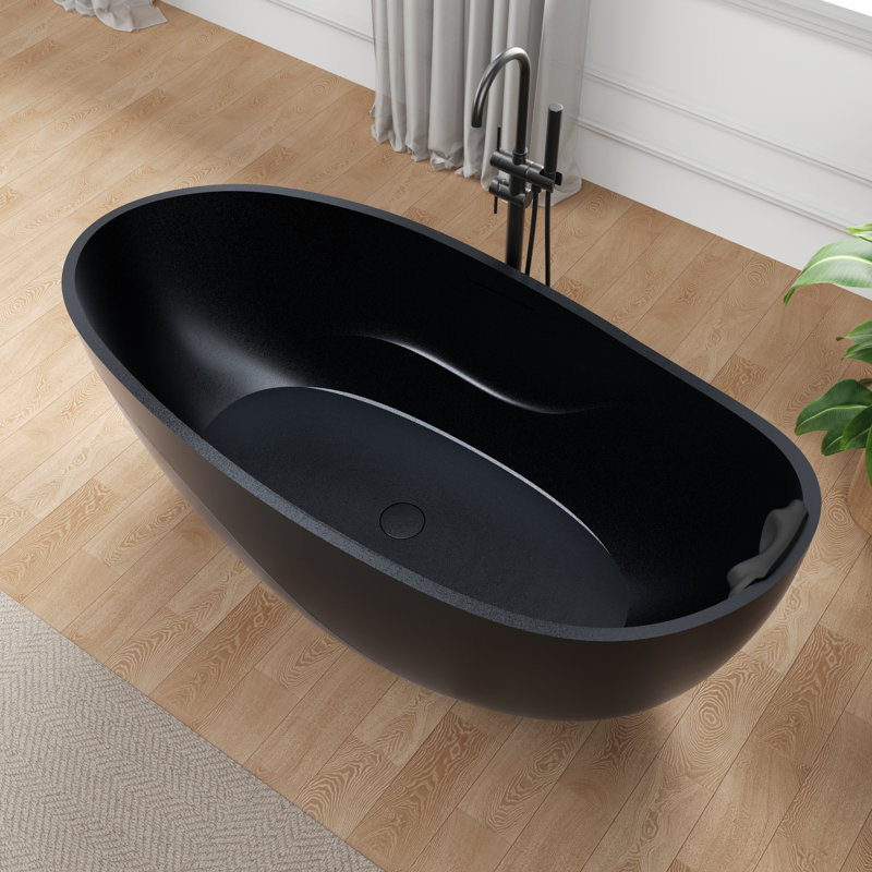 Baignoire de trempage autoportante à fond plat avec drain central 68 x 32 Kelut Series, Noir