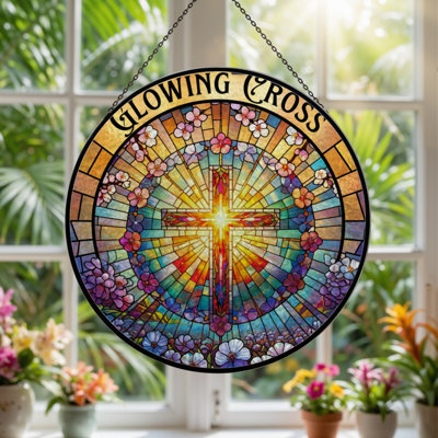 12"H Stained Glass Stained Glass Window Panel