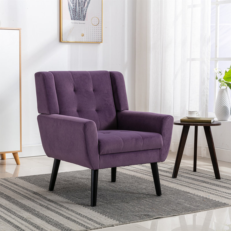 Chaise d'appoint avec pieds noirs pour la maison d'intérieur, Velours mauve lavande