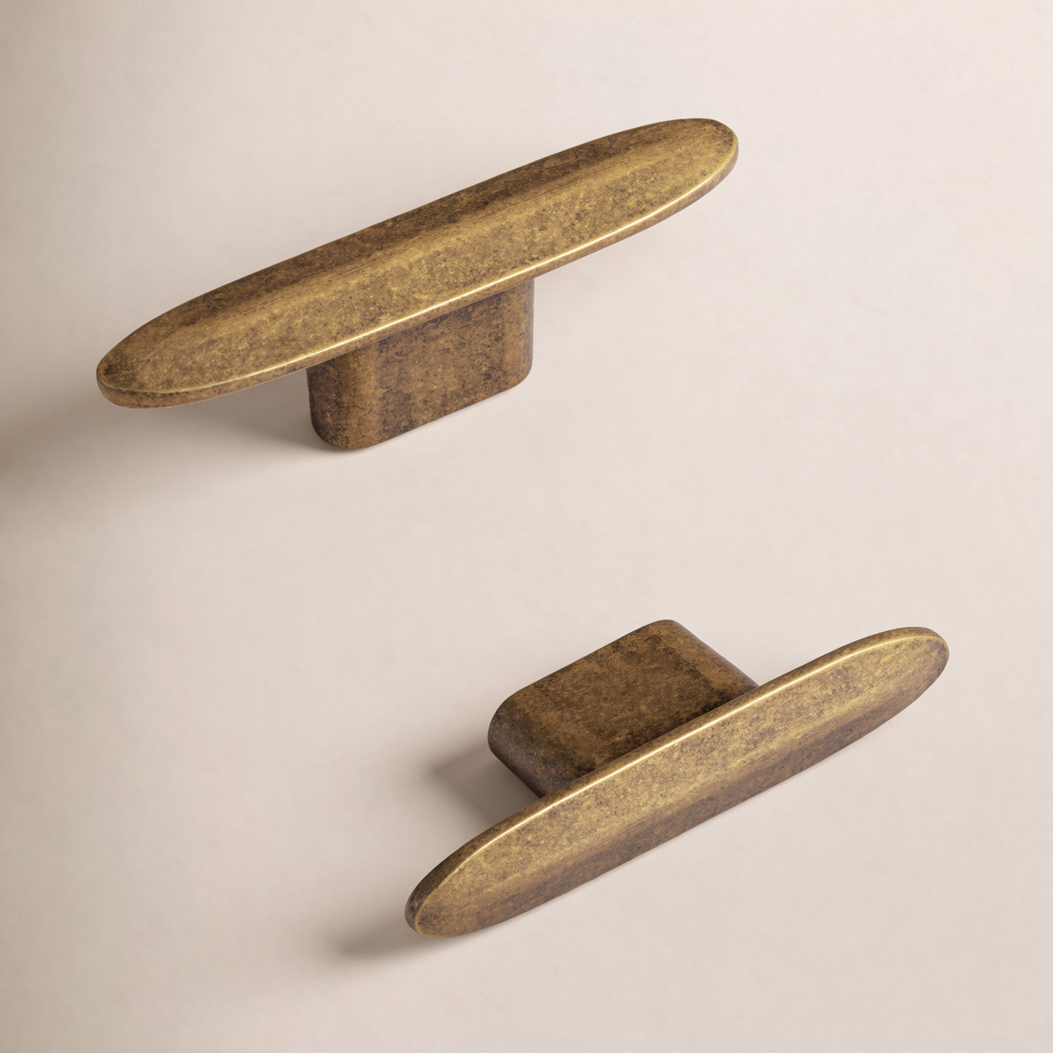 Oval Cabinet Knob, Antique Brass