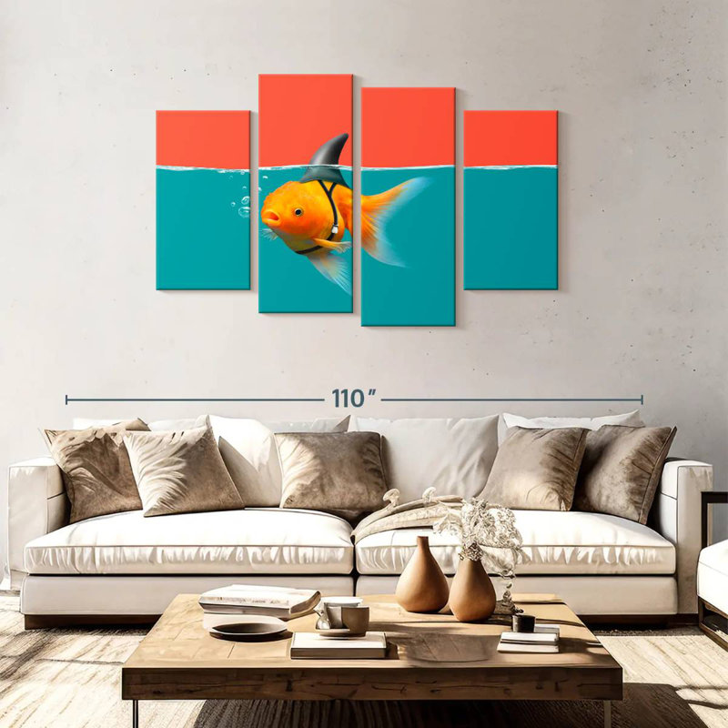 Goldfish As A Shark, 48"H x 75"W