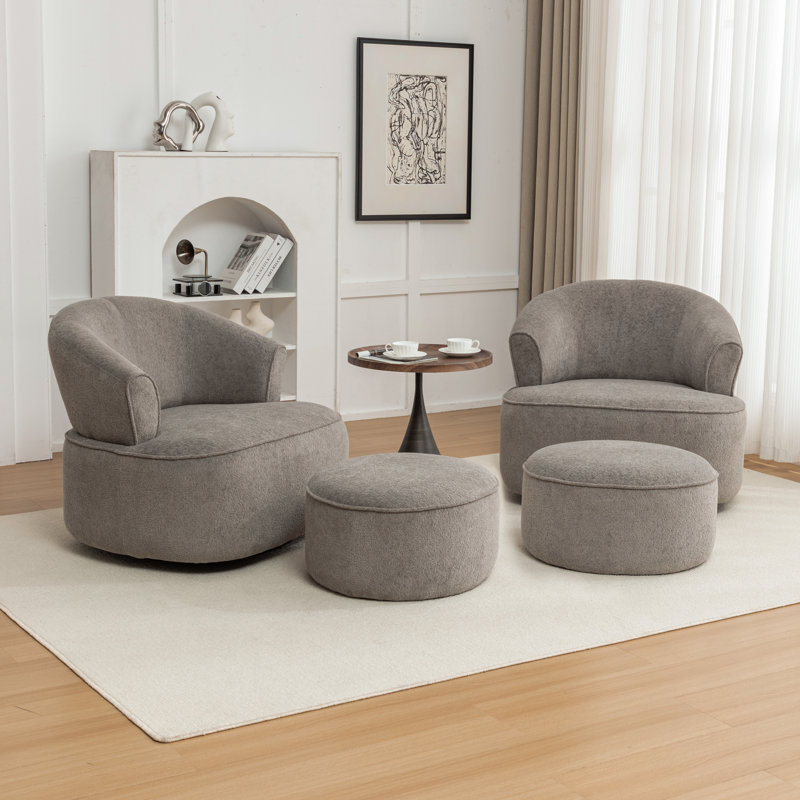 Chaise pivotante rembourrée en polyester avec repose-pieds, Polyester gris