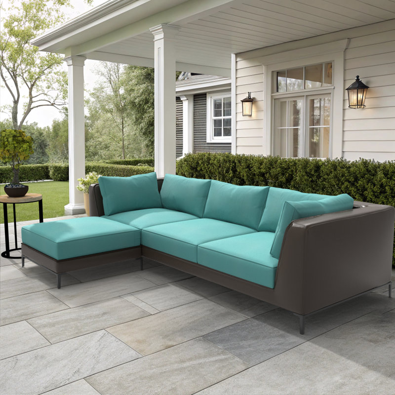 Sunbrella Outdoor Sectional Sofa Replacement Cushions Set, 5 Inch, Canvas Aruba