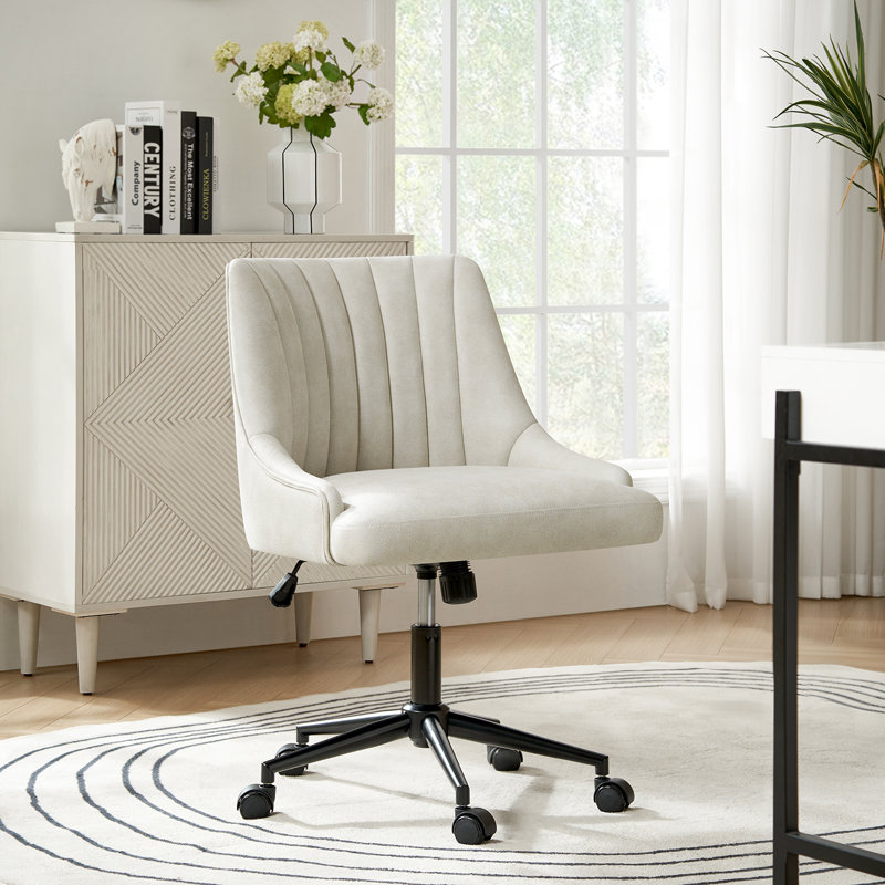 Chaise de bureau inclinable et pivotante Kater, Ivoire