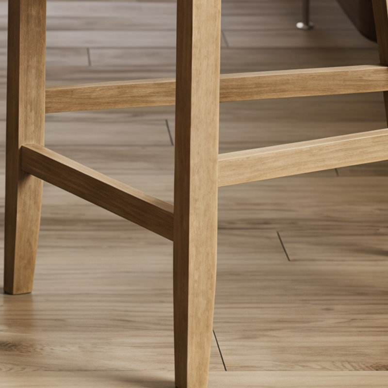 Tabourets de bar modernes brun clair avec dossiers, coussins en polyuréthane et pieds en bois brossé; Simple mais sophistiqué.